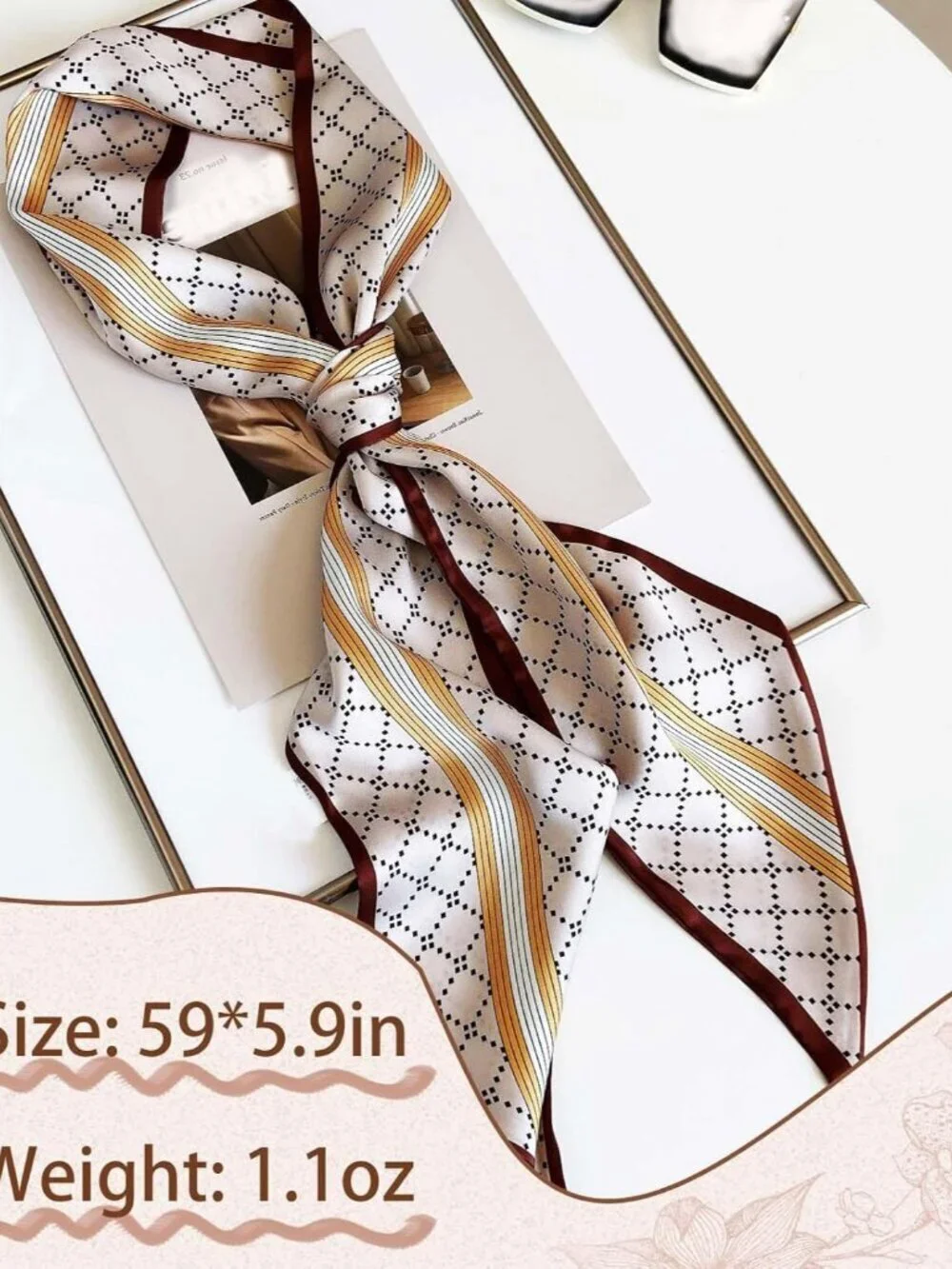 Women's Turmeric Rhombus Edge Elegant Oblique Angle Scarves Bag Scarfs